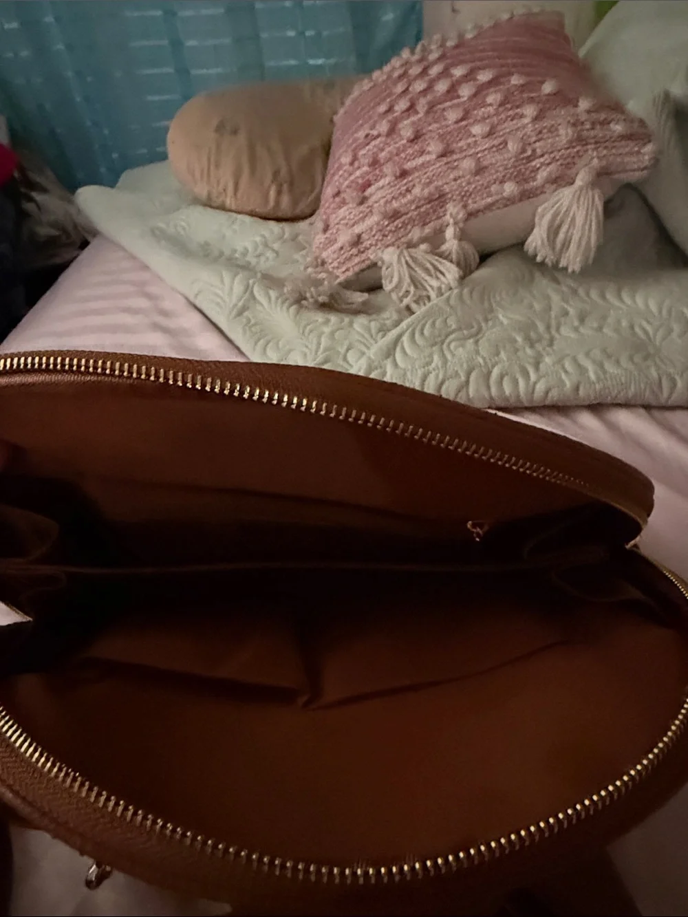 Women's Brown Bow Accent Dome Satchel Handbag